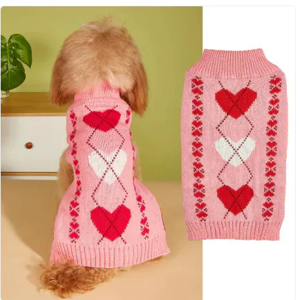 Fashion Personality Bow Love Heart Dog Sweater