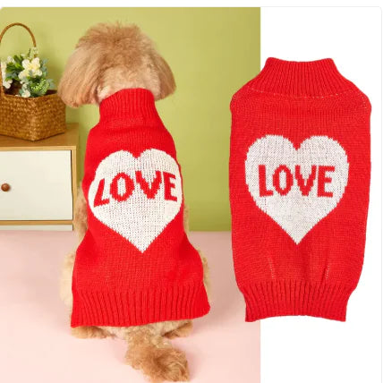 Fashion Personality Bow Love Heart Dog Sweater