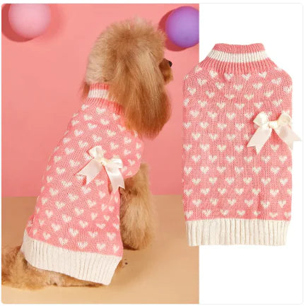 Fashion Personality Bow Love Heart Dog Sweater