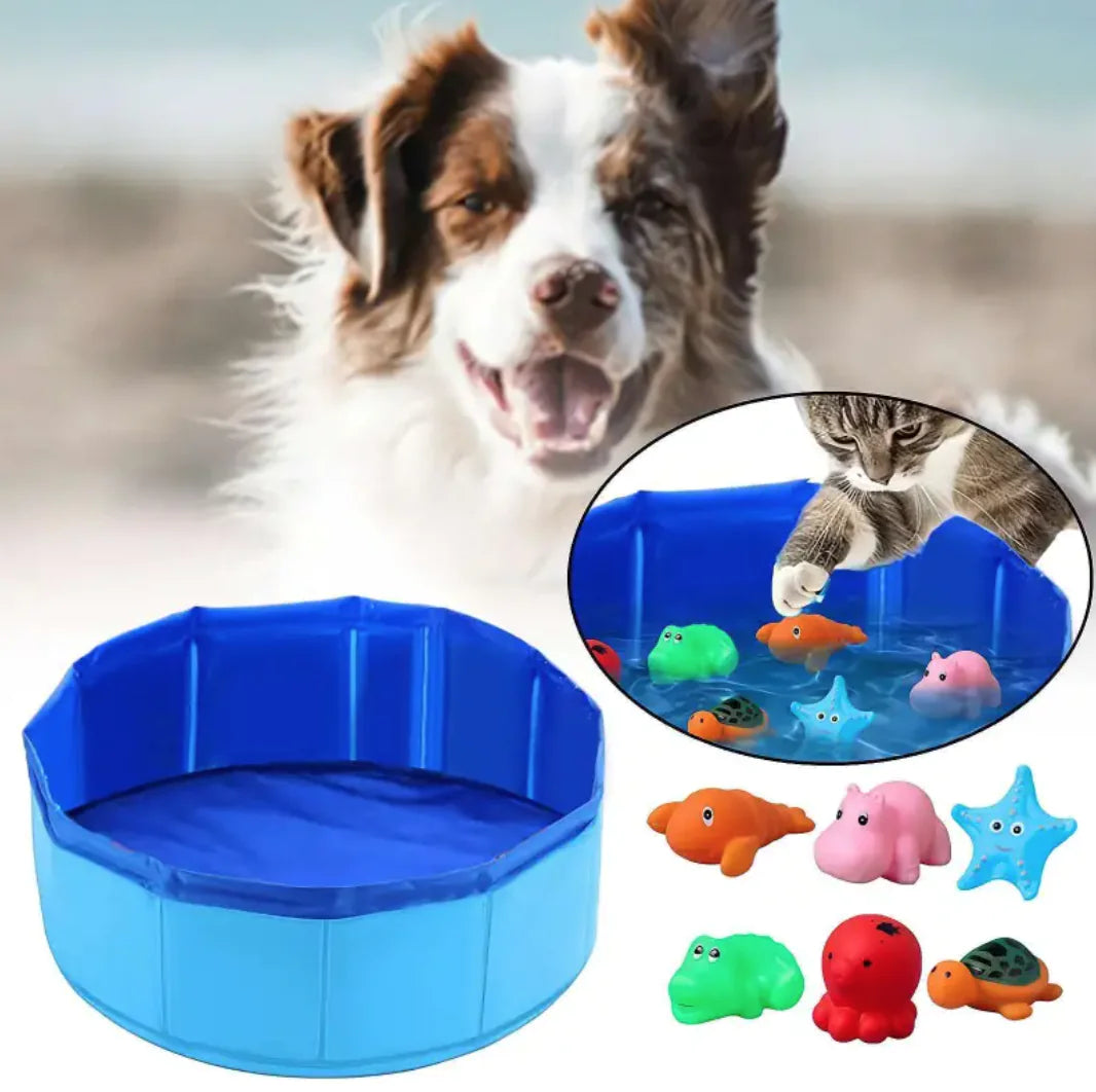 Foldable Pet Pool with Vinyl Toys