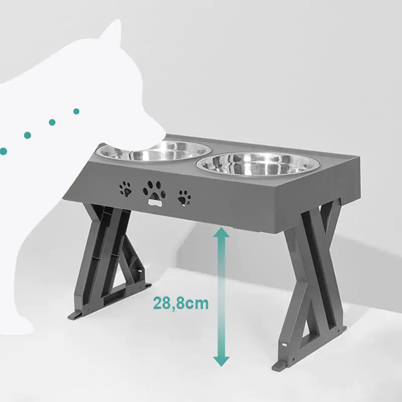 Adjustable Height Double-Bowl Pet Support Table