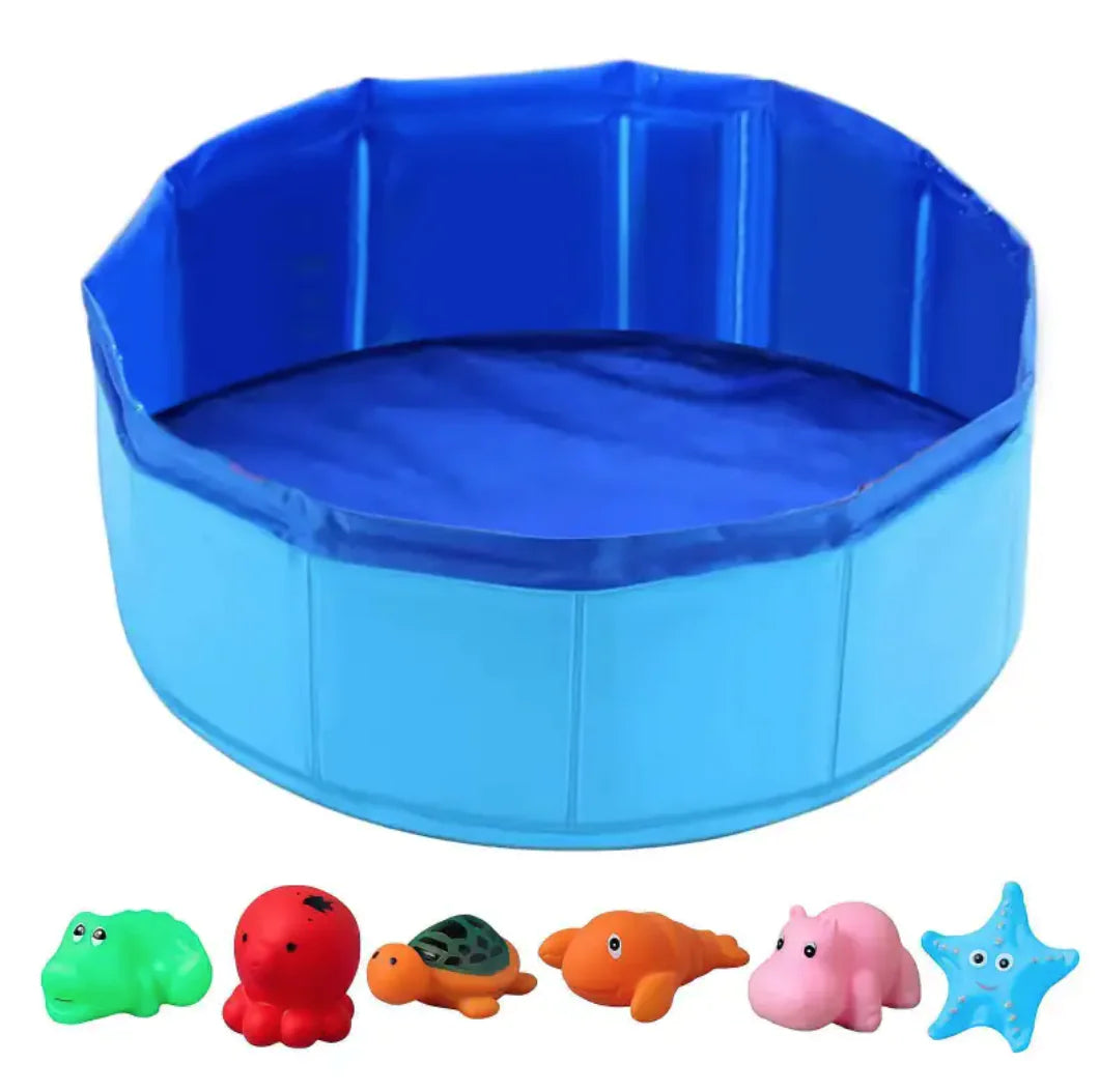 Foldable Pet Pool with Vinyl Toys