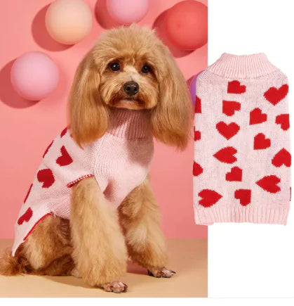 Fashion Personality Bow Love Heart Dog Sweater